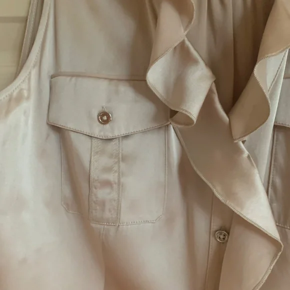 White House Black Market Tan Sleeveless Blouse sz 8 - Picture 5 of 8